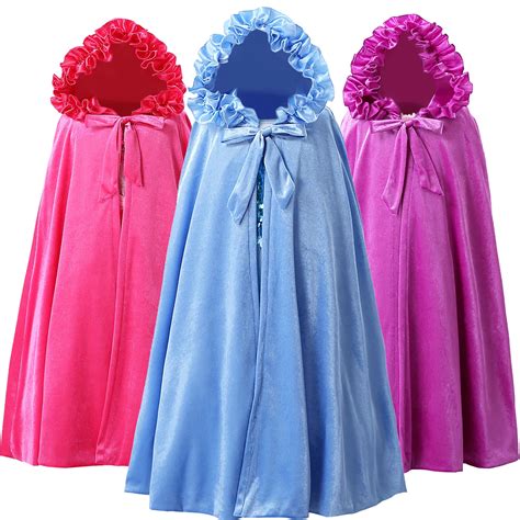 Children Girls Cosplay Velvet Hooded Princess Cloak Floor Length Winter