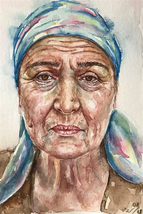 Old Woman Watercolor Portraitpeople Artwatercolor Etsy Watercolor