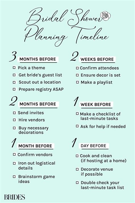 Bridal Shower Planning Timeline And Checklist
