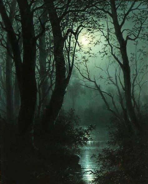 Louis Étienne Timmermans 1846 1910 A Moonlit Forest Scene 1878
