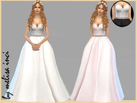 Strapless Lace Bodice Wedding Dress By Melisa Inci At Tsr Sims 4 Updates