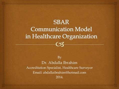 Sbar Communication Model In Healthcare Organization