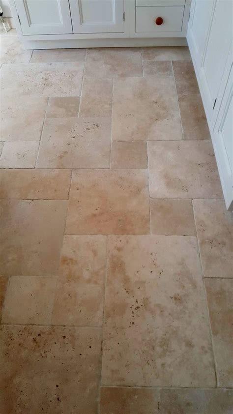 Deep Cleaning Tumbled Travertine Tiles In Saffron Walden Essex Stone