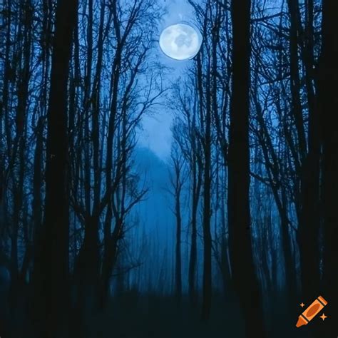 Mysterious Forest Under A Blue Moon