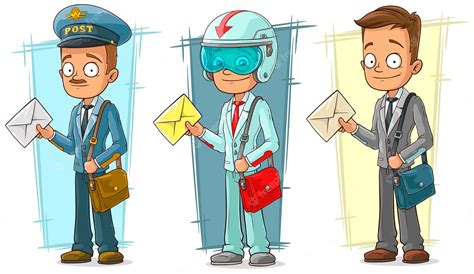 Premium Vector Cartoon Postman With Letter Character Set