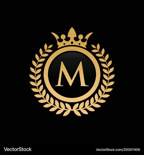 Letter M Royal Crown Logo Royalty Free Vector Image