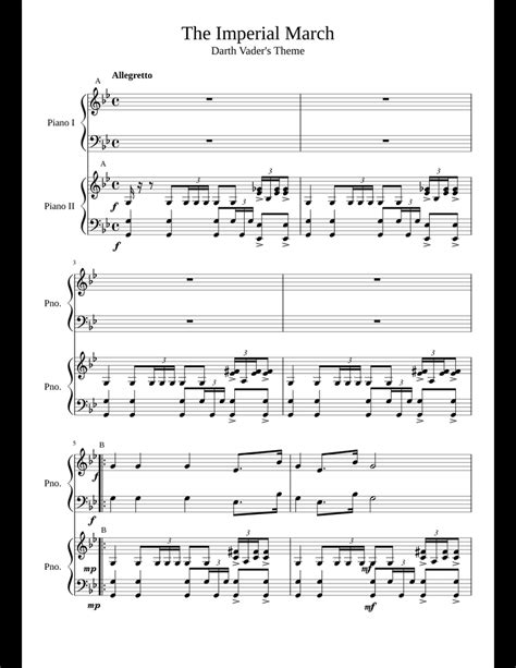 Imperial March Piano Sheet Music Imperial March Sheet Music Piano