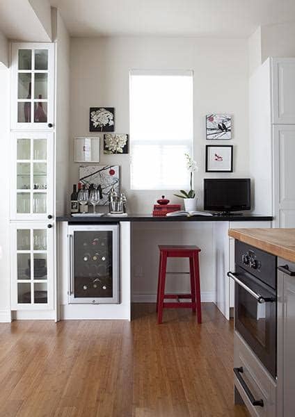 Here's inspiration for creating a stylish home workspace in a bedroom, living room, dining room or nook! Kitchen Desk - Transitional - kitchen - Samantha Pynn