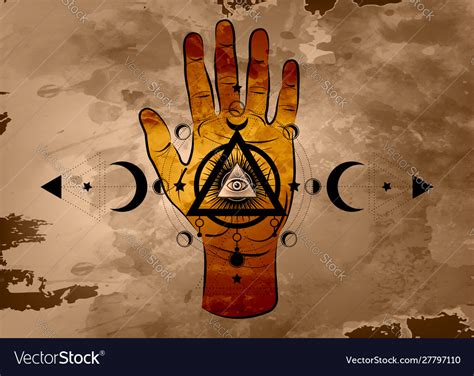 Third Eye Hand Esoteric Spiritual Sacred Icon Vector Image