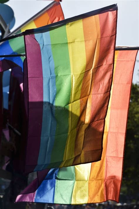 rainbow flags in a gay pride parade stock image image of concept bisexuality 95847903