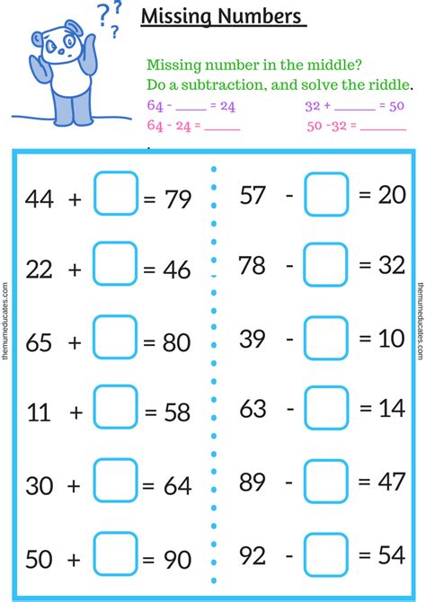 Find The Missing Number In Subtraction