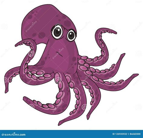 Sad Purple Octopus Stock Illustration Illustration Of Isolated 126935932