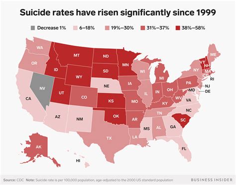 Rising Us Suicide Rates Could Be Connected To Mental Healthcare Costs Business Insider