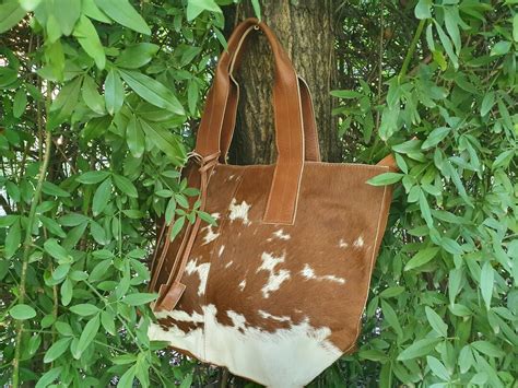 Cowhide Purse Unique Piece Cow Hide Handbag Leather Bag Etsy