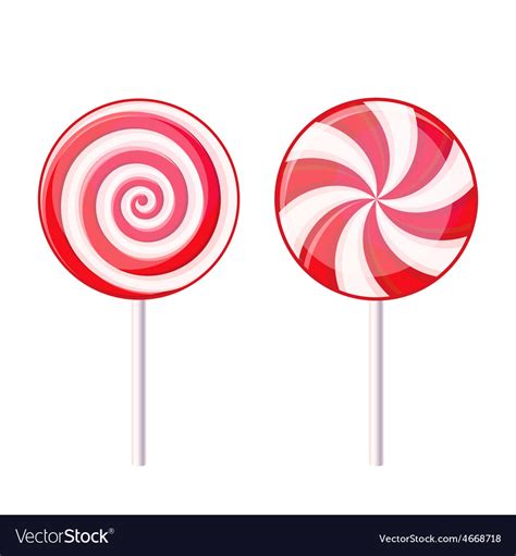 Round Spiral Candy Lollipop Red And White Vector Image