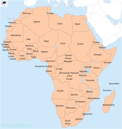 Free Labeled Map Of Africa Continent With Countries Capital Blank