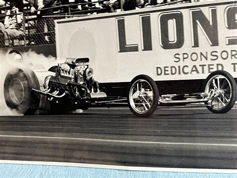 Rare Photo Blown Pontiac Front Engine Top Fuel Dragster Lions Drag