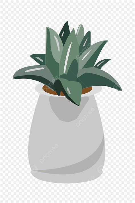 Gambar Ilustrasi Tanaman Hijau Mekar Pot Bunga Putih Tanaman Pot