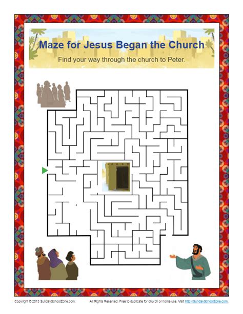 Jesus Began The Church Maze Childrens Bible Activities