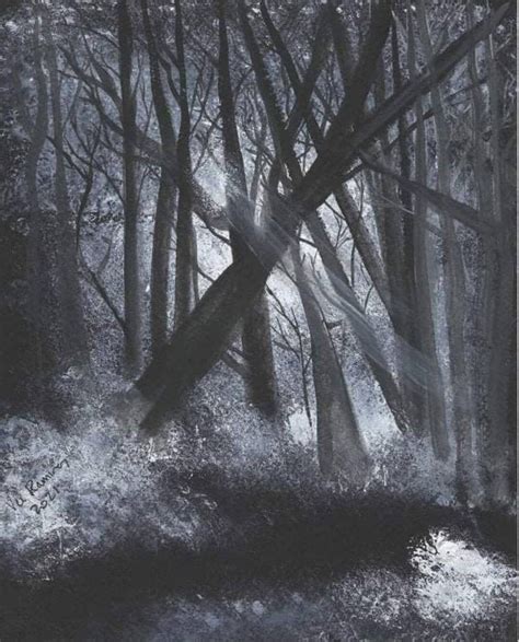 Dark Forest Landscape Water Color Painting Print Haunted Etsy