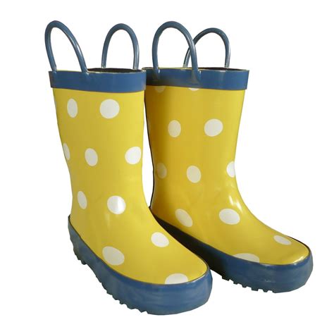 Foxfire Yellow Polka Dots Toddler Boys Girls Rain Boots 5 10