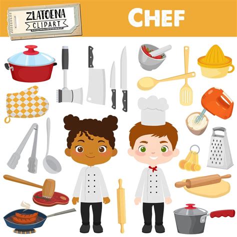 Chef Clipart Cooking Party Clip Art Cook Clipart Utensils Etsy Clip