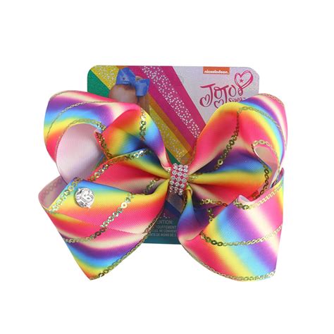 8 Inch Jojo Siwa Hair Bow Sequin Rhinestones Rainbow Hair Bows For Baby