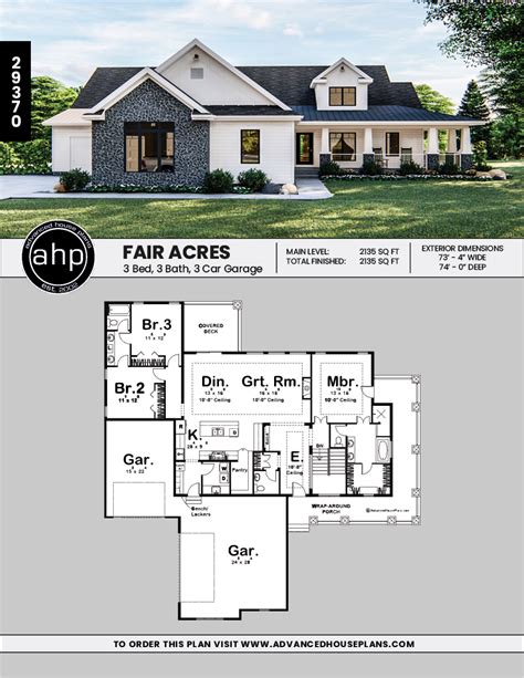 1 Story Farmhouse House Plan Fair Acres House Plans Farmhouse