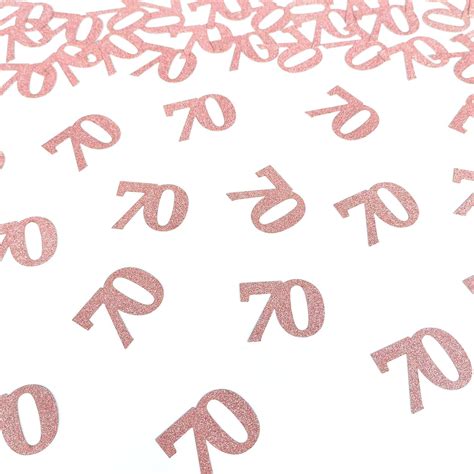 Number 70 Confetti Birthday Decorations Rose Gold 70th