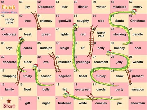 Santas Snakes And Ladders Sight Words Teach Your Child To Read