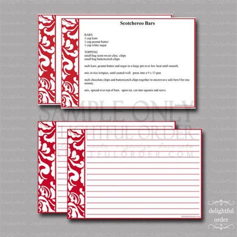 This is a superbly clean & sleek recipe template in editable microsoft word format. Editable Red Damask Recipe Cards | Recipe cards template, Recipe cards, Printable recipe cards