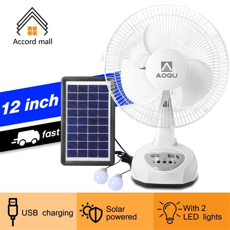 Ideal Solar Electric Fan With Panel 12 Inch Standard Rechargeable