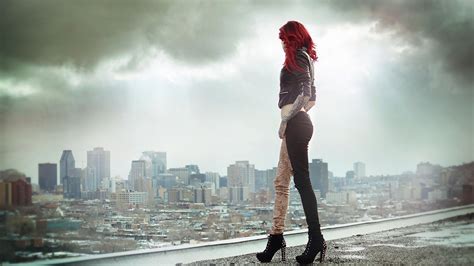Red Hair Girl Tattoo Looking At The City Tattoomagz › Tattoo