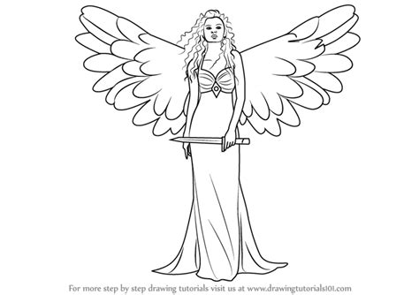 Learn How To Draw An Angel With Sword Angels Step By