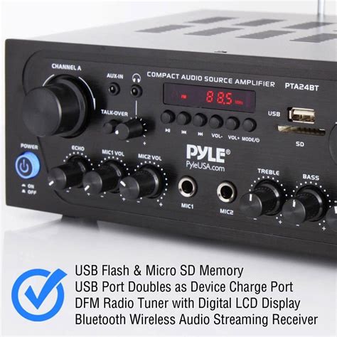 Pyle Pta24bt Bluetooth Home Audio 250w 2 Channel Amp Stereo Receiver 4