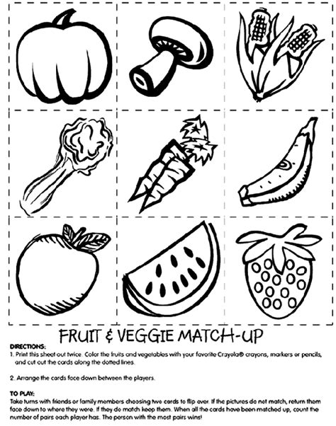 Use crayola® crayons, colored pencils, or markers to decorate the fruit. Fruit and Veggie Match Coloring Page | crayola.com