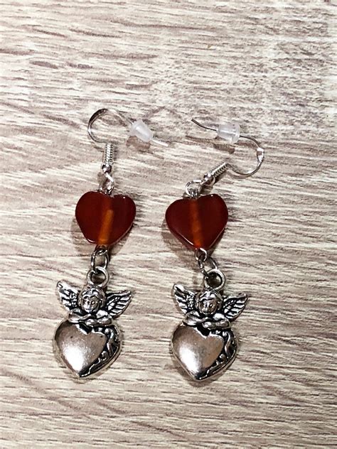 Heart Beaded Earrings Romantic Dangle Drop Earrings Etsy In 2021