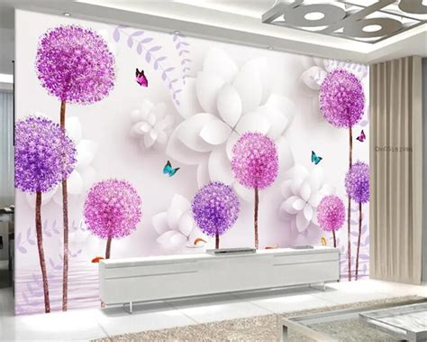Beibehang 3d Wallpaper Stereo Flower Dandelion Watermarked 3d Tv