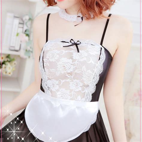 2017 limited special offer sleepwear nightgown gecelik sheer lace costume cosplay french maid