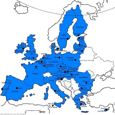 Carte De Lunion Europeenne Avec Capital