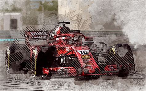 Download Wallpapers Charles Leclerc Formula 1 Grunge Style Creative