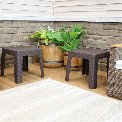 Sunnydaze Patio Side Table Set Of 2 Tables Indooroutdoor Plastic
