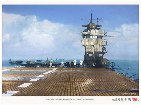 Flight Deck Scene Hijms Akagi In 1942 Aircraft Carrier Imperial