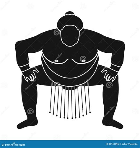 Sumo Wrestler Icon In Black Style Isolated On White Background Japan