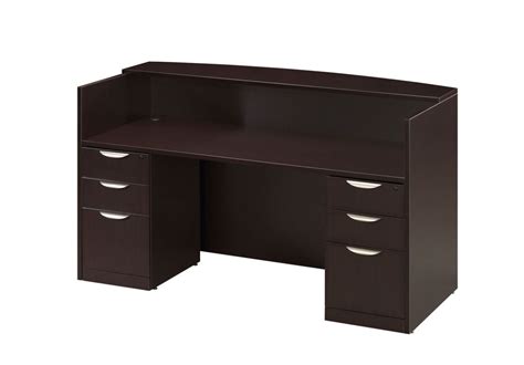 Espresso Receptionist Desk With Drawers Pl Laminate By Harmony Collection