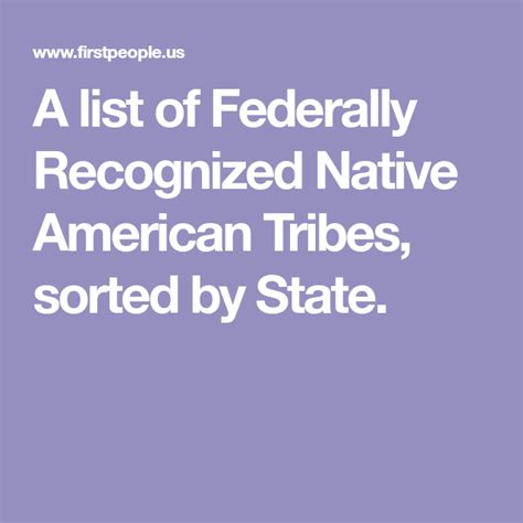 A List Of Federally Recognized Native American Tribes Sorted By State