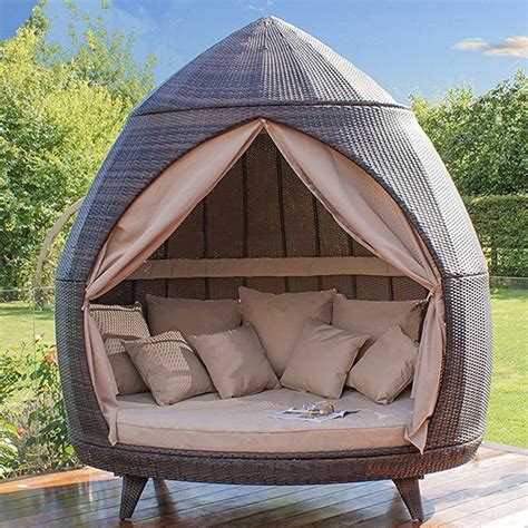 An outdoor canopy bed with bamboo can transform a room in a romantic destination. China 2-Person Sun Lounger with Curtains Patio Chaise ...