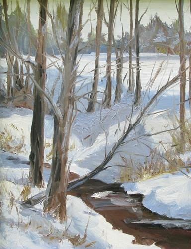 Daily Paintworks Snowy Creek Original Fine Art For Sale Kay