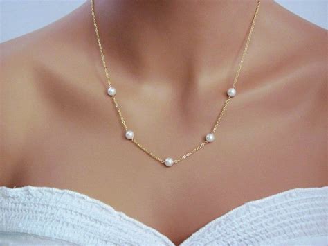 Gold Floating Pearls Necklace Elegant Bridal Jewelry Etsy In 2021