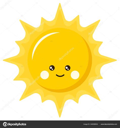 Flat Vector Illustration Cute Smiling Happy Sun Cartoon Icon Logo Stock
